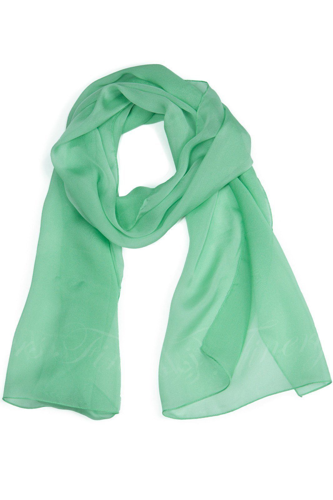 Women&#39;s 100% Italian Silk Chiffon Scarf Womens&gt;Cold Weather Accessories&gt;Scarf Fishers Finery One Size Sea Glass Green 