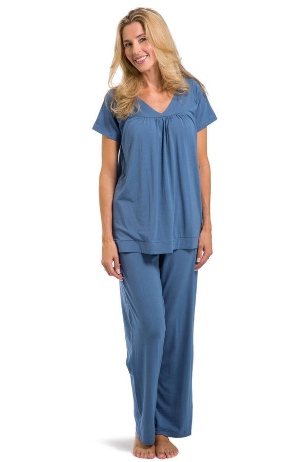Women's EcoFabric™ Pajama Set with Gift Box- Short Sleeve Top and Full Length Pant Womens>Sleep and Lounge>Pajamas Fishers Finery 